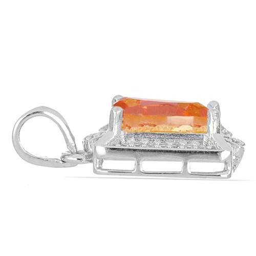 BUY 925 SILVER NATURAL PADPARADSCHA QUARTZ GEMSTONE HALO PENDANT